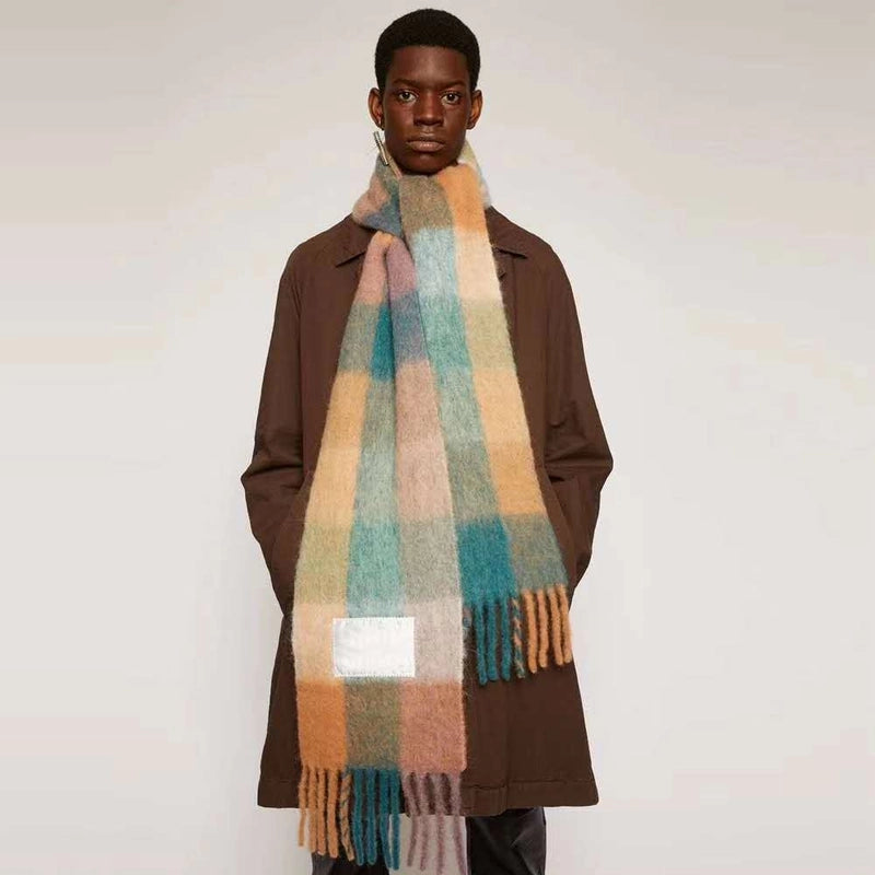 Women's Elegant Minimalist Lattice Mohair Tassel Scarf