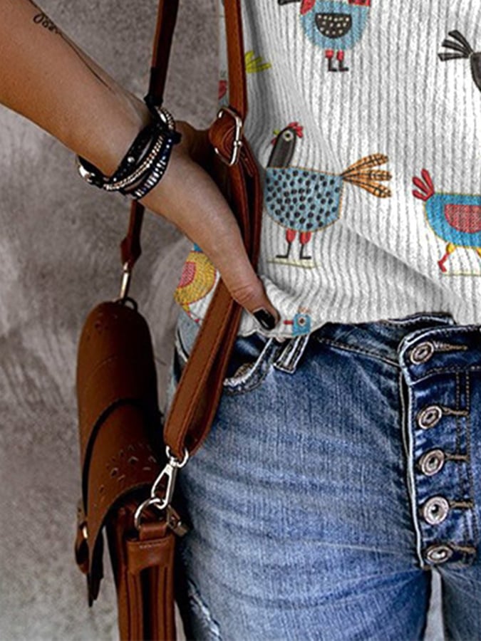 Women'S Funny Farm Chicken Art Print Tank Top