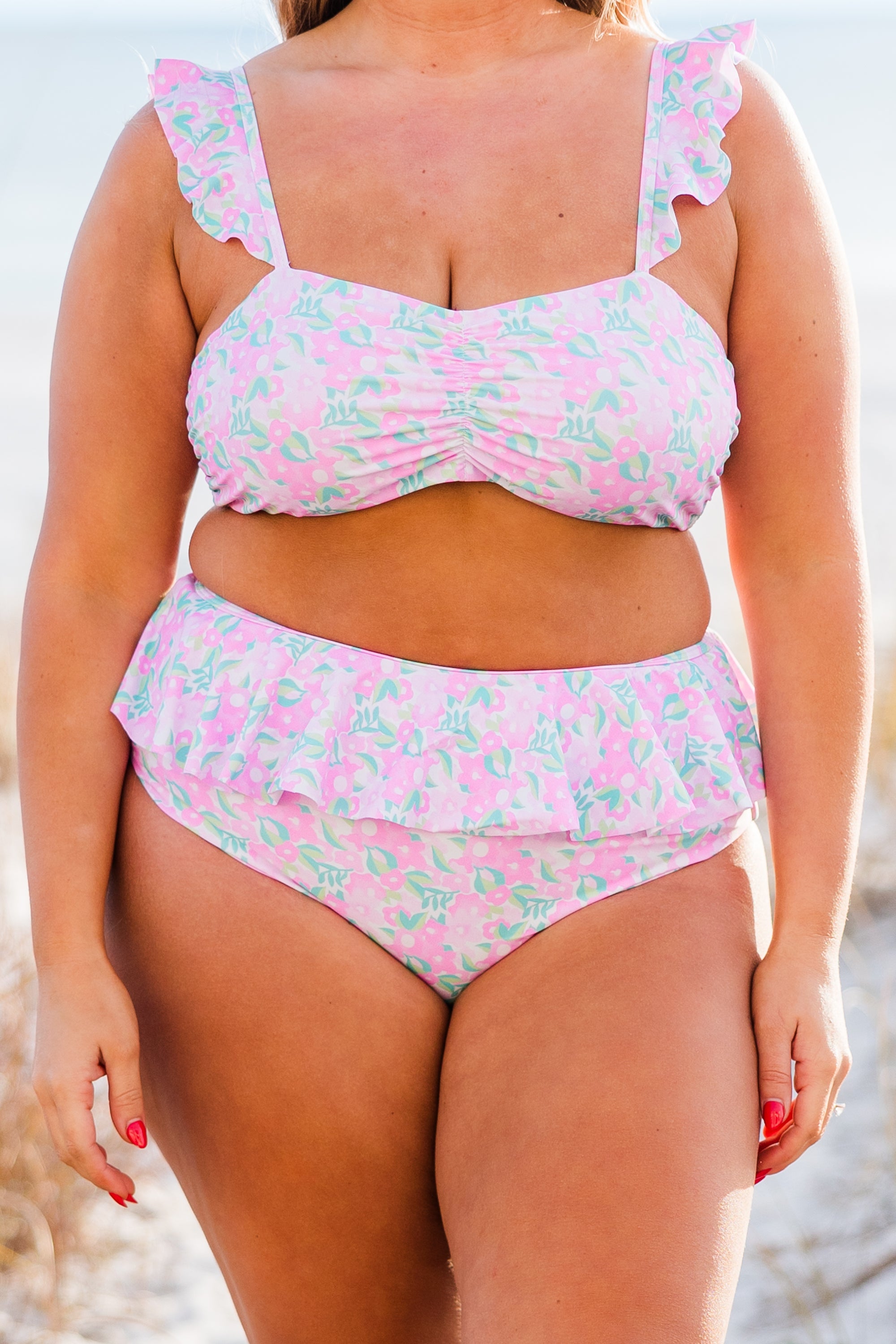 Sugar Sands Swim Top. Pink Floral