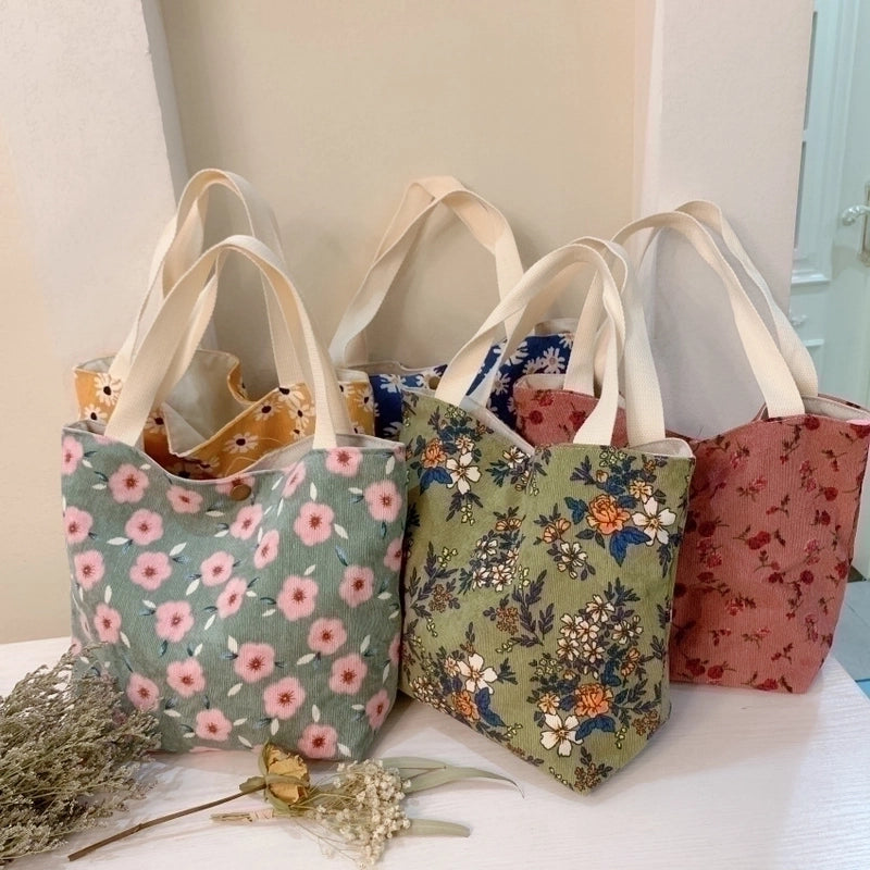 Women's Fashion Flower Oxford Cloth Shopping Bags