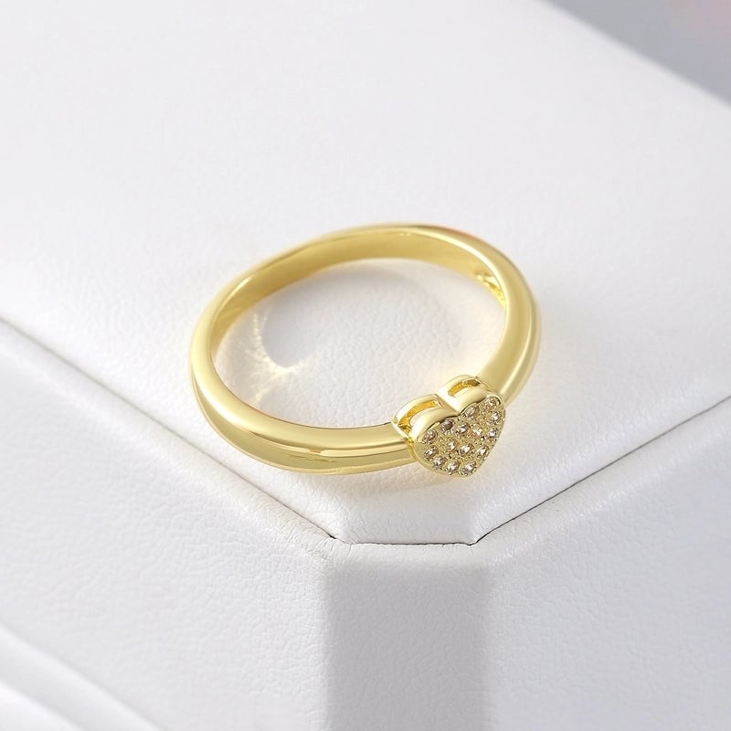 Copper 18K Gold Plated Gold Plated Plating Inlay Water Droplets Heart Shape Zircon Open Rings Rings