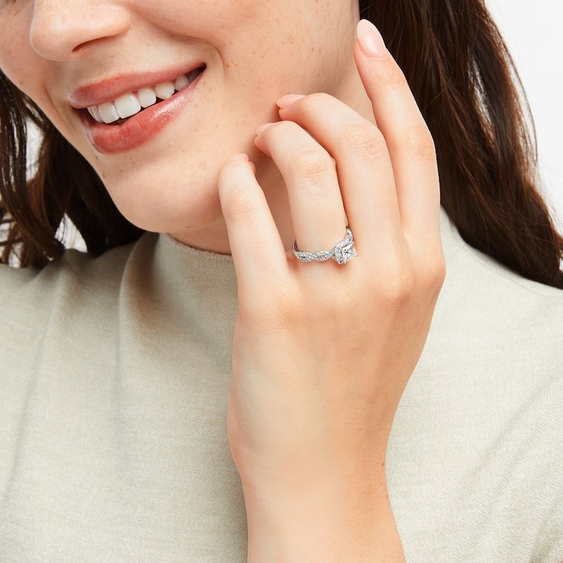 THE LEO Legacy Lab-Grown Diamond Princess-Cut Engagement Ring 1-1/6 ct tw 14K White Gold