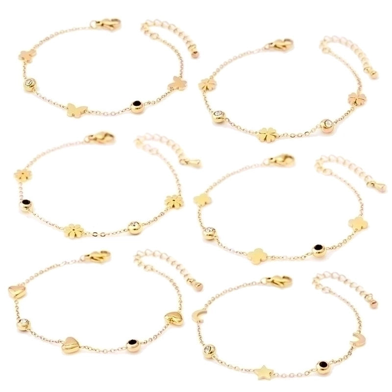 Fashion Flower Titanium Steel Bracelets Inlay Zircon Stainless Steel Bracelets 1 Piece
