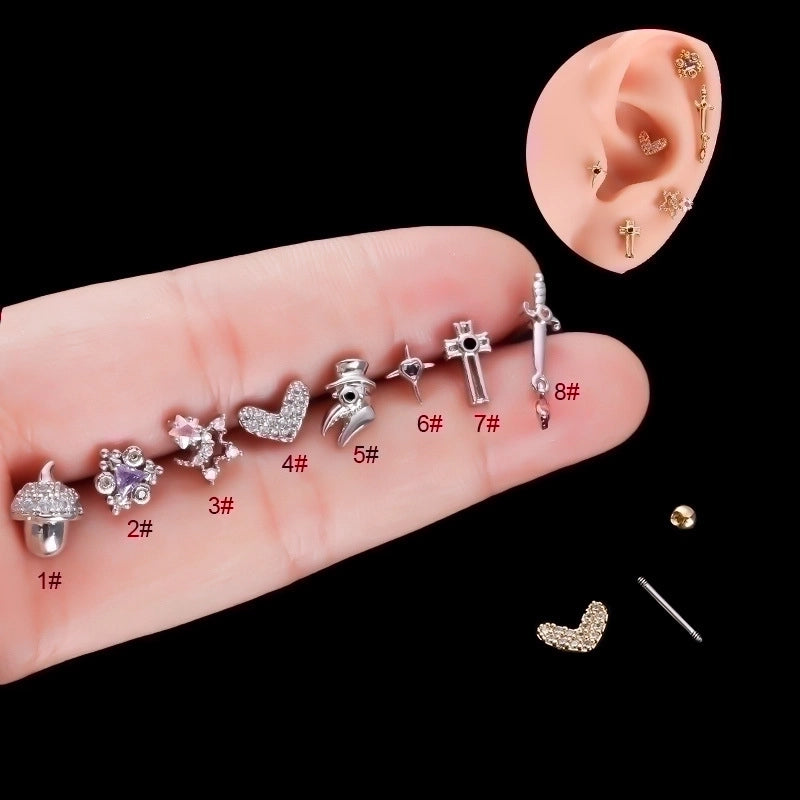Ear Cartilage Rings & Studs Fashion Geometric 316L Stainless Steel  Copper Plating