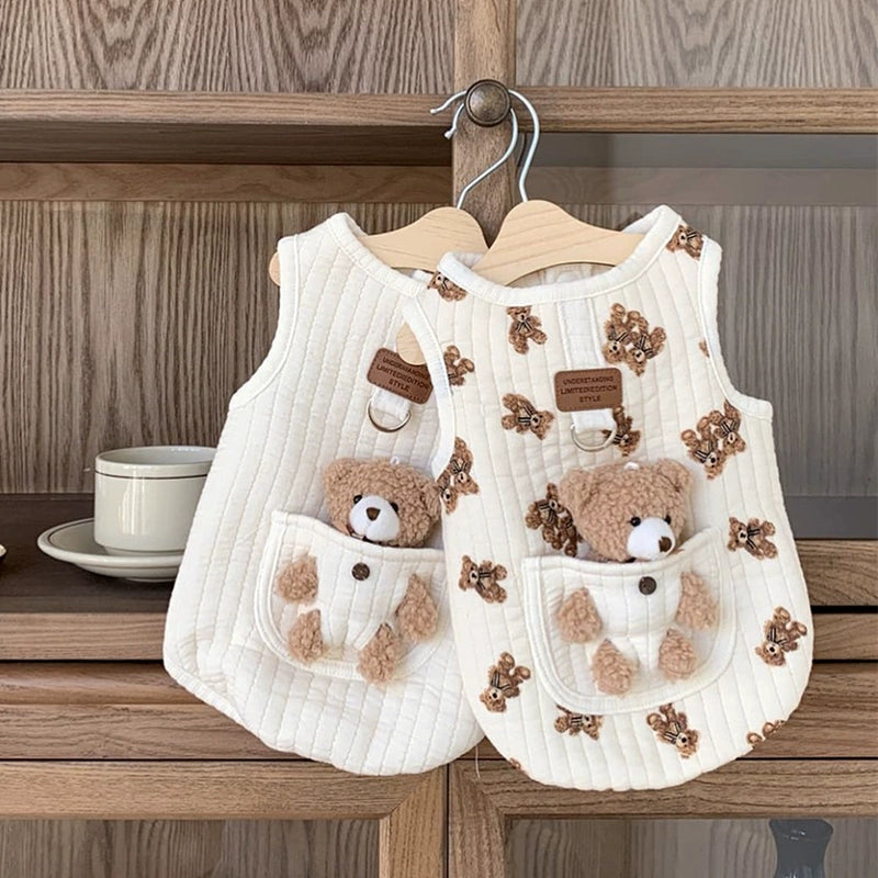 Bear Decor Fleece Dog Harness Vest