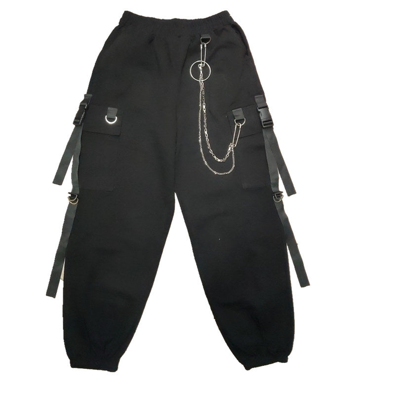 Hip hop black pants KF9378