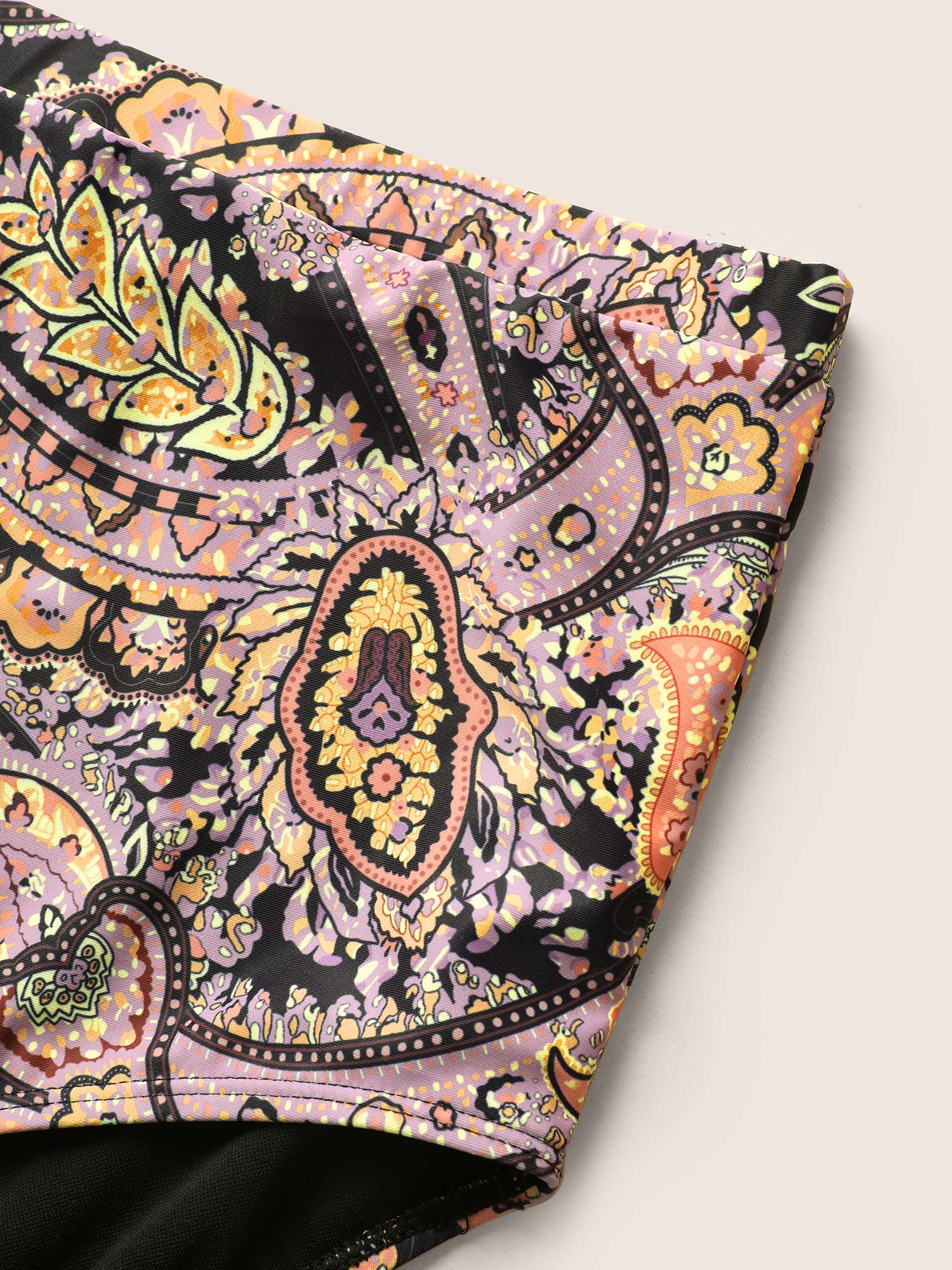 Paisley Print Wrap Contrast Trim Swim Dress