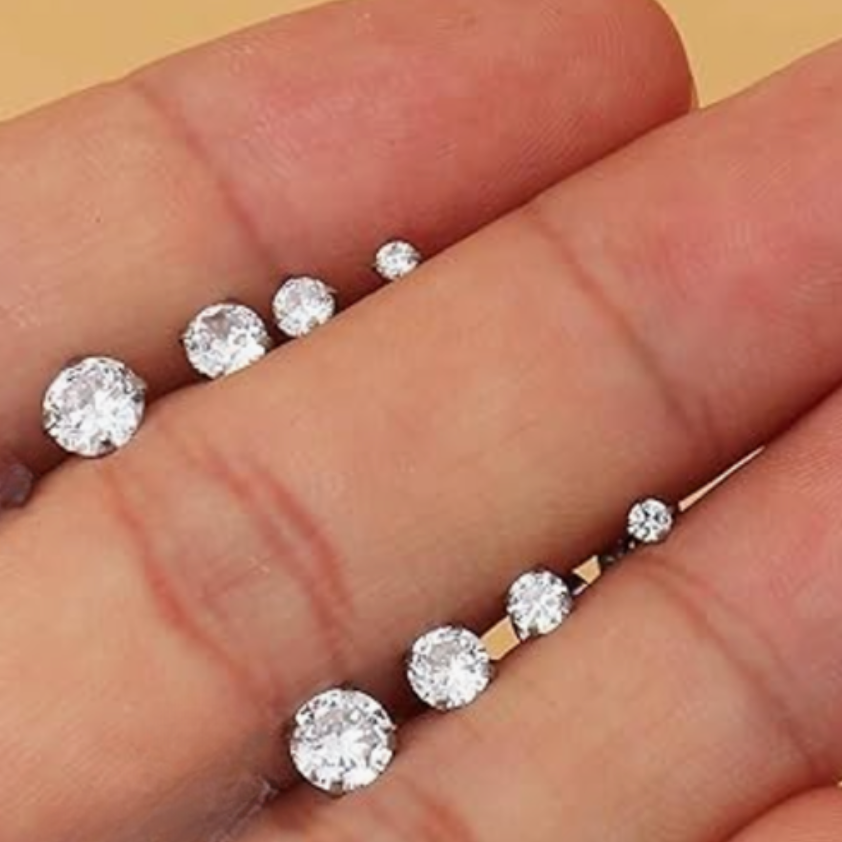 Midi Diamond studs - Silver