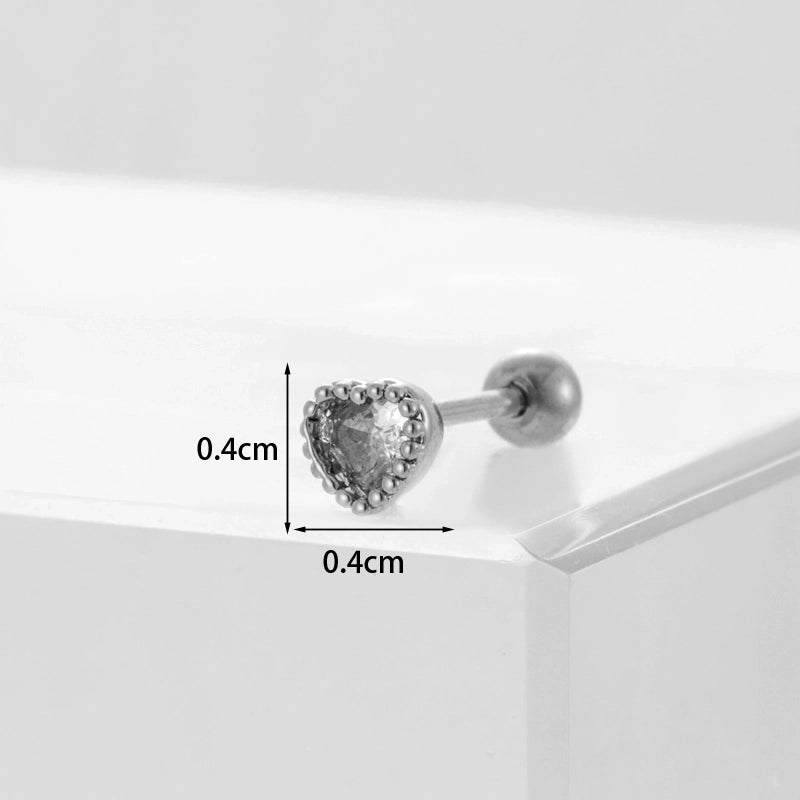Ear Cartilage Rings & Studs Minimalist Heart Copper Plating Artificial Gemstones