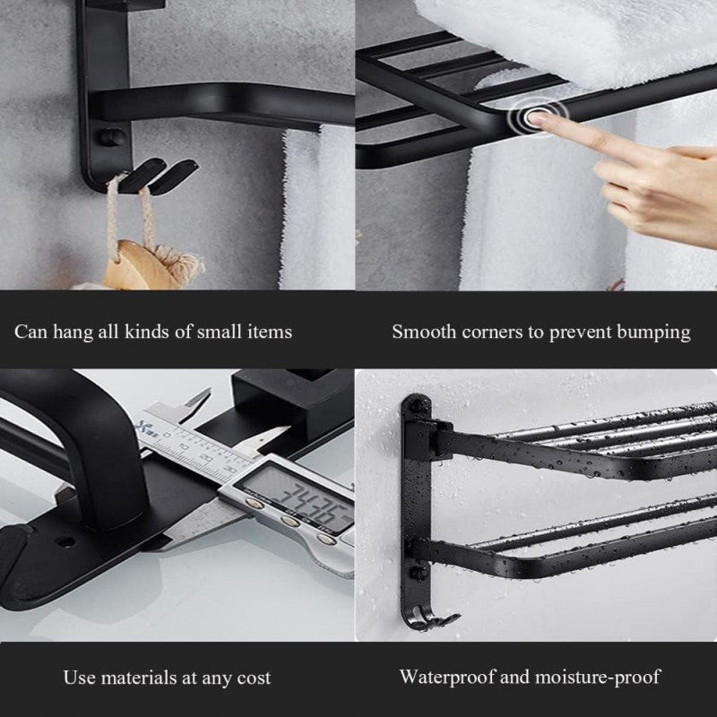 Wall Mounted Iron Towel Rack (Black Colour)