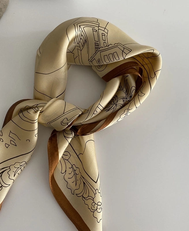 Women's Elegant Printing Silk Printing Silk Scarf