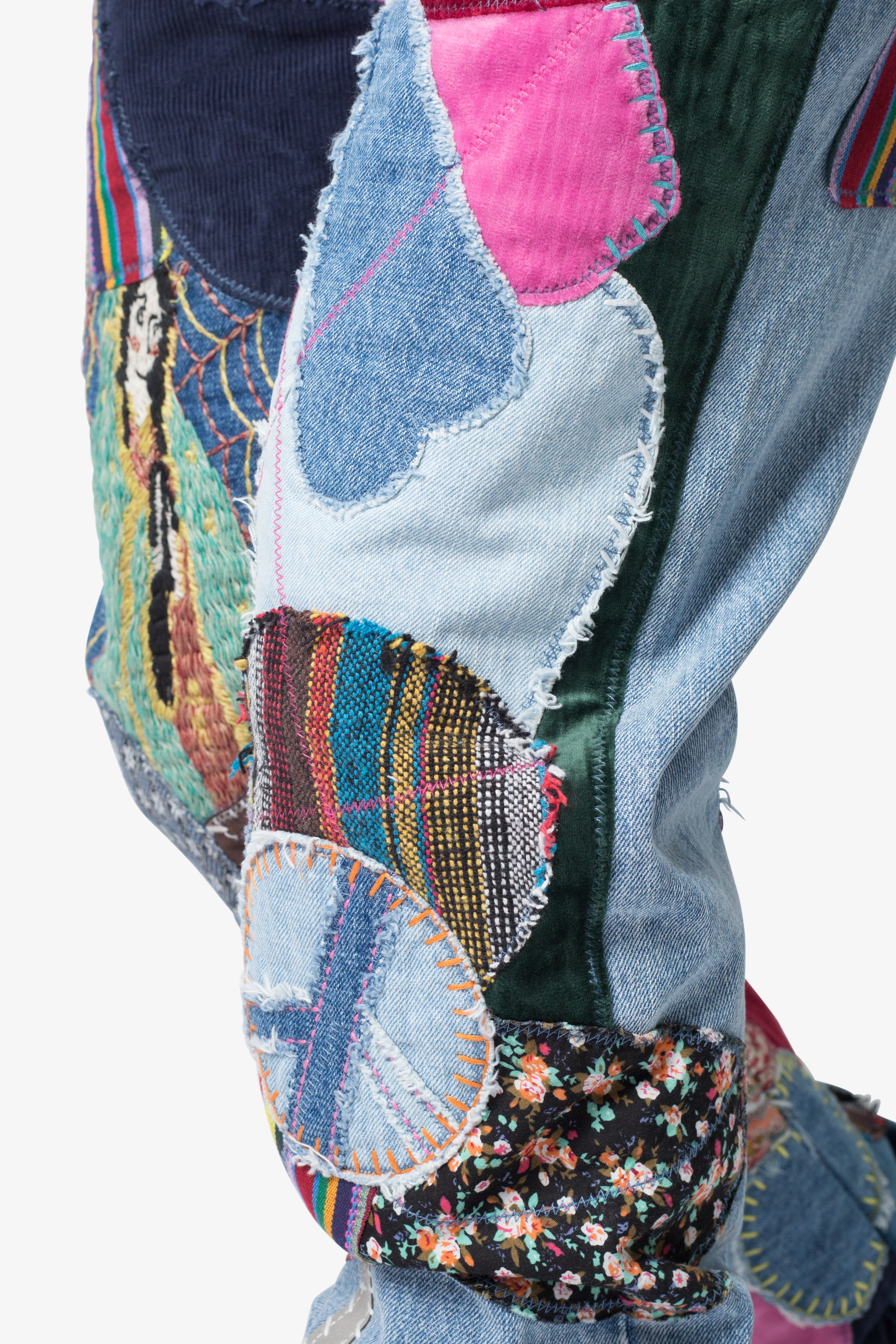 V647 Baggy Patchwork Denim - Blue/Multi