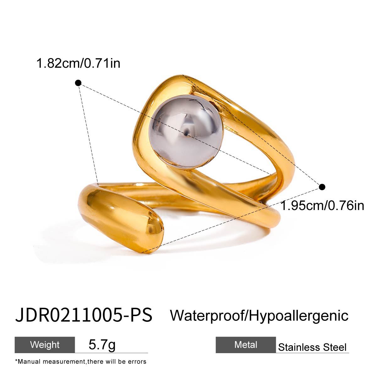 Jie Ding Stainless Steel Pearl Ring Titanium Steel Jewelry Niche Design Ring Ring