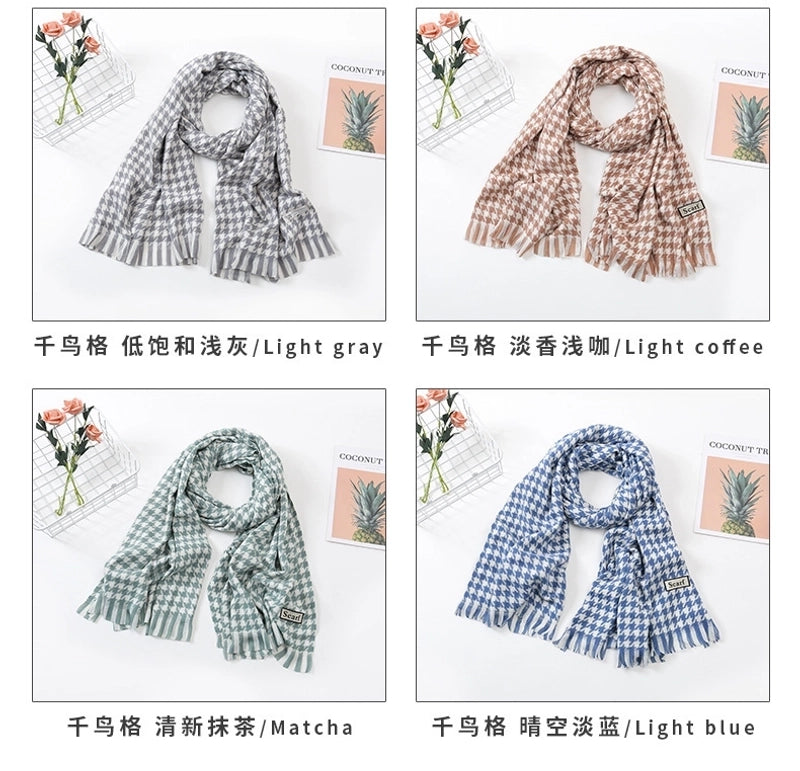 Women'S Fashion Plaid Imitation Cashmere Tassel Scarf