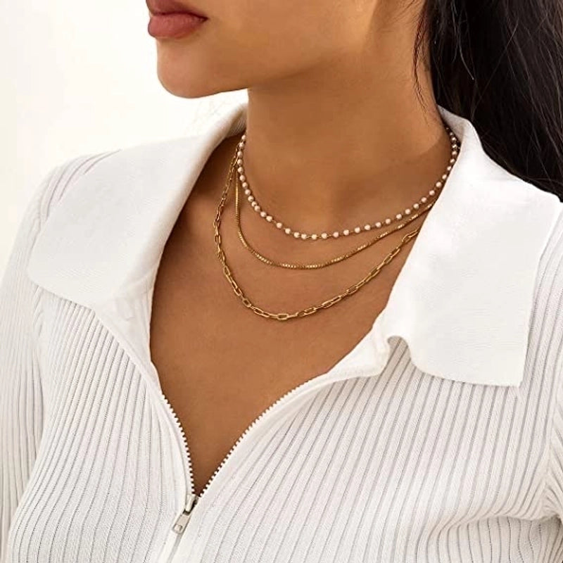 Fashion Minimalist Geometric Stainless Steel Titanium Steel Plating Necklace