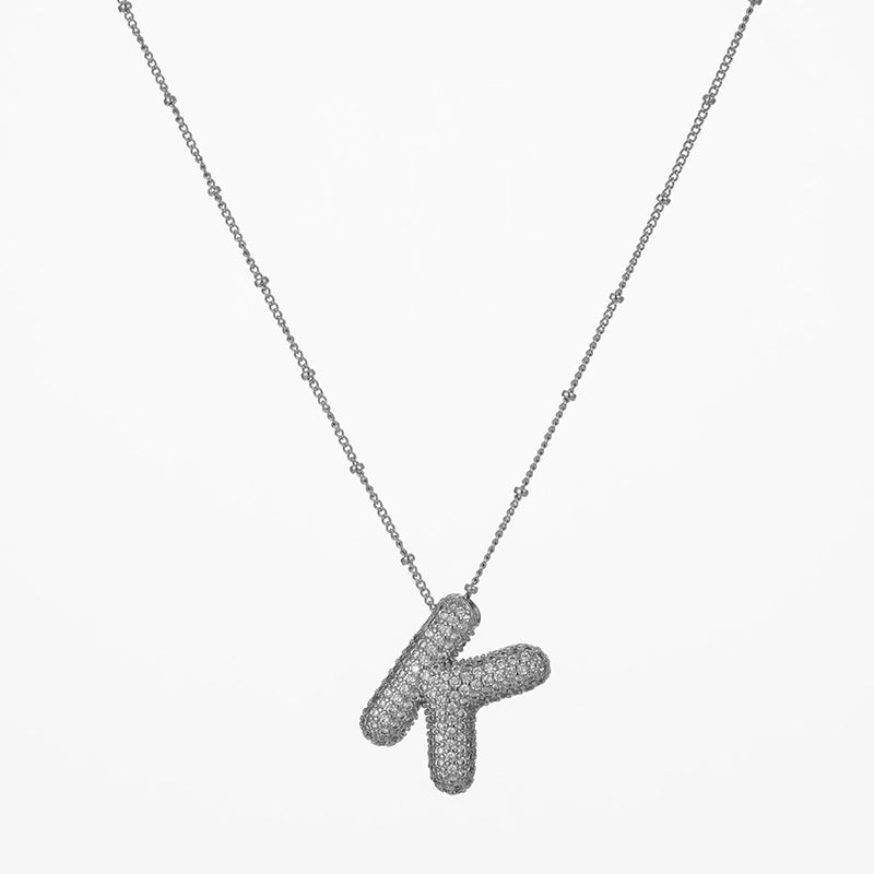 Copper Gold Plated Silver Plated IG Style Minimalist Plating Inlay Letter Zircon Pendant Necklace