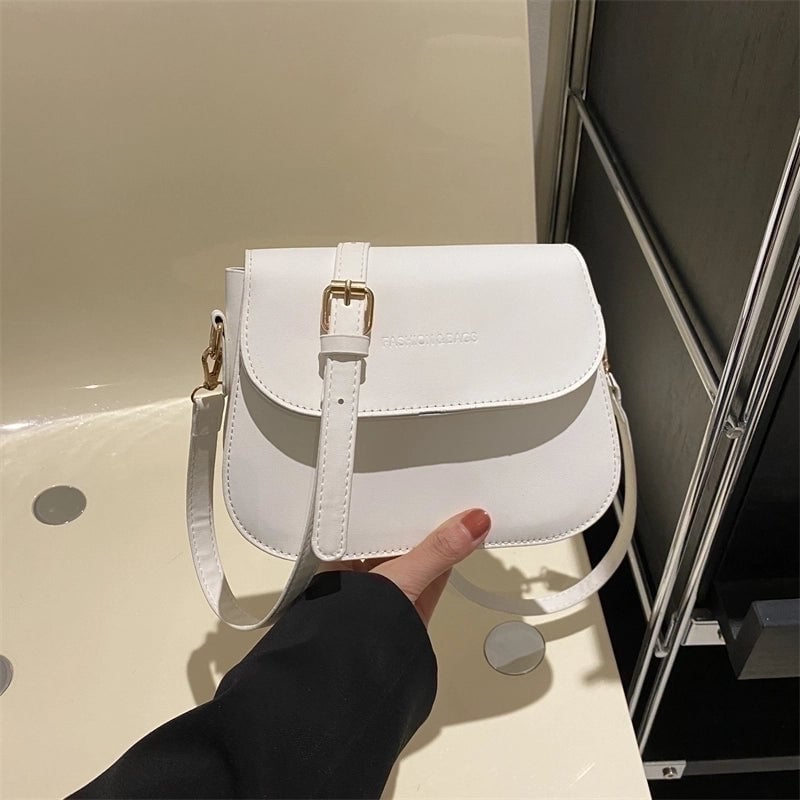 Women's Pu Leather Solid Color Basic Square Flip Cover Shoulder Bag
