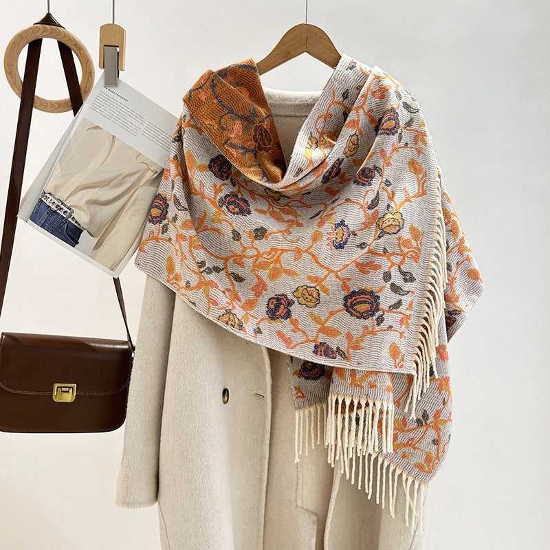 Women's Minimalist Commute Printing Flower Viscose Fiber Scarf