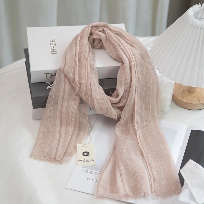 Women's Minimalist Solid Color Cotton And Linen Scarf