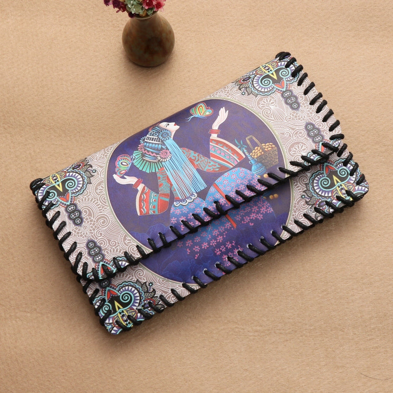 Women's Pu Leather Printing Animal Vintage Style Square Magnetic Buckle Phone Wallets