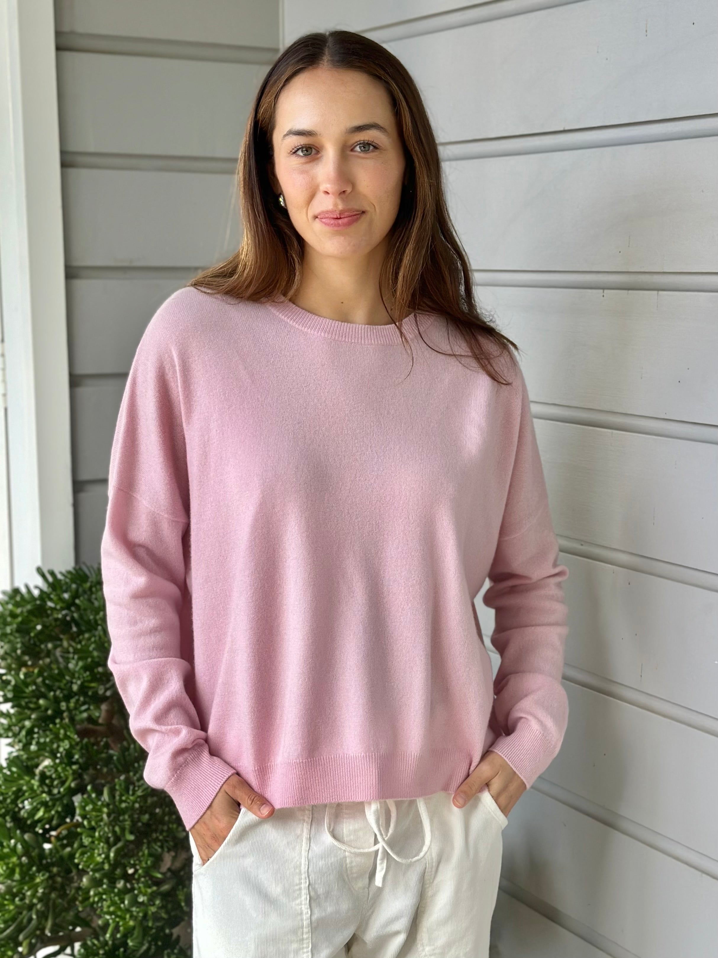 cassie crew neck -soft pink cashmere