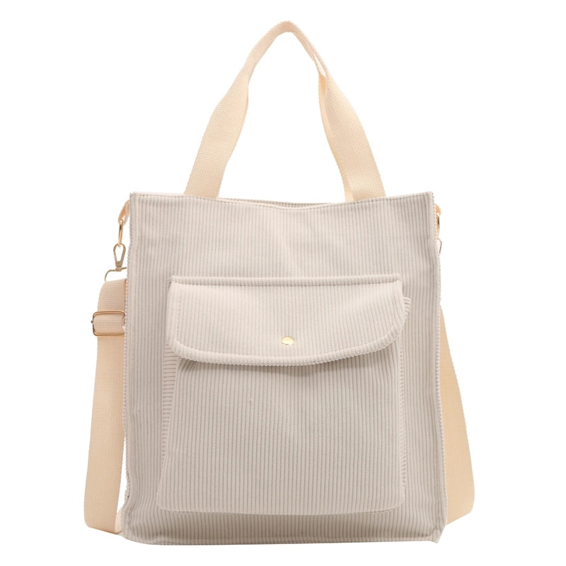 Women's Canvas Solid Color Preppy Style Zipper Handbag
