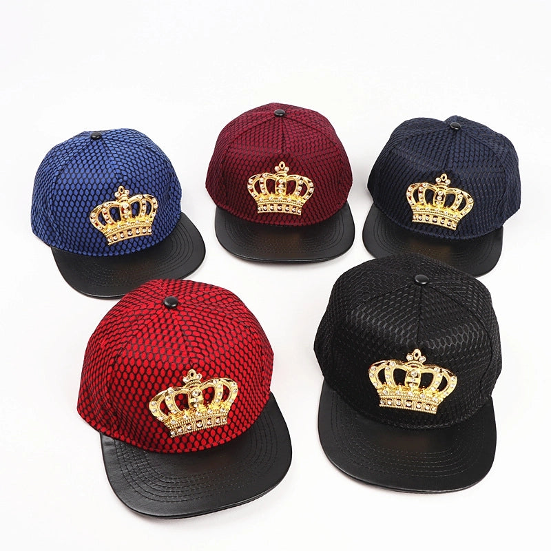 Unisex Retro Plaid Crown Rhinestone Baseball Cap
