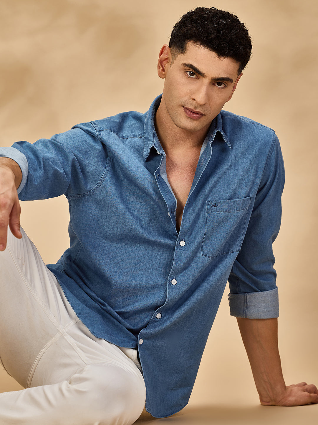 Men Blue Casual Shirt (DOKE)