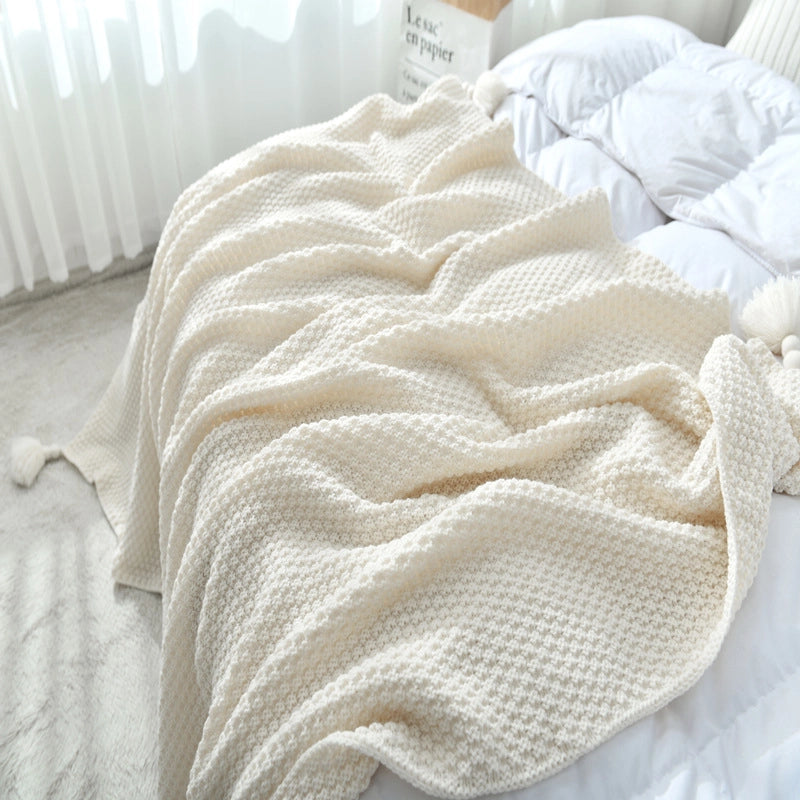 Elegant Solid Color Polyester Acrylic Blanket