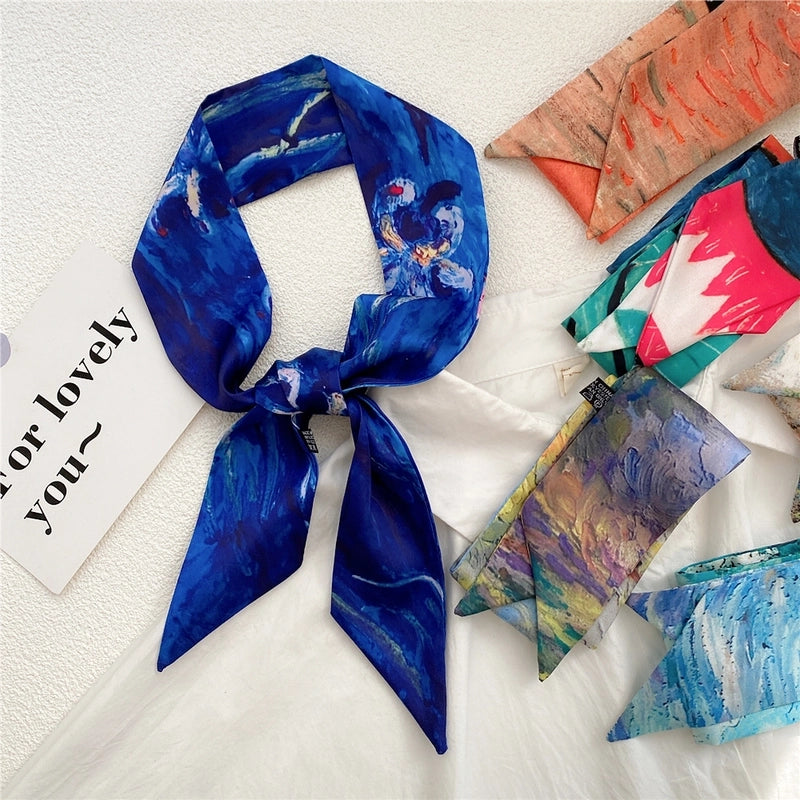 Women's Sweet Oil Painting Polyester Silk Scarves