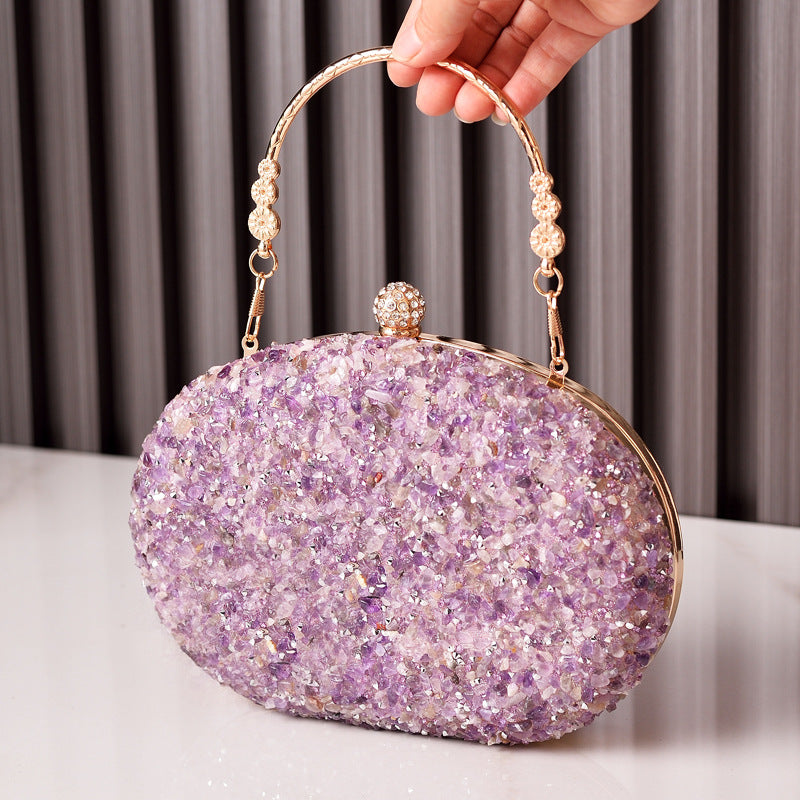 Round Diamond Resin Evening Clutch with Handle