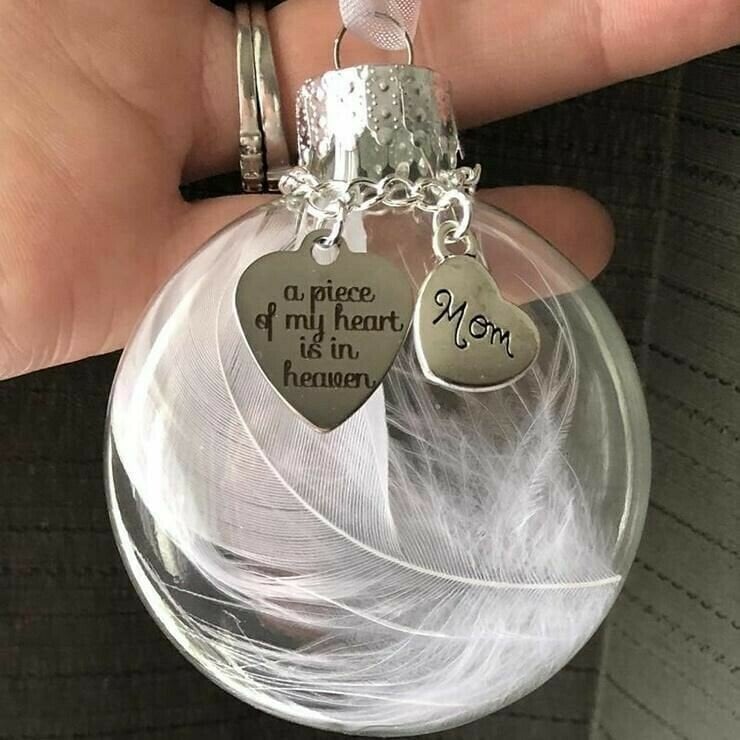 Feather ball - A Piece of My Heart Is In Heaven Memorial Ornament