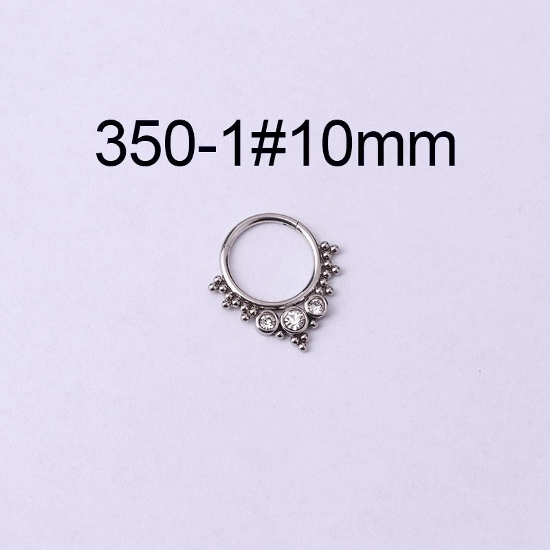 316 Stainless Steel  Fashion Inlaid Zircon Geometric Nose Ring