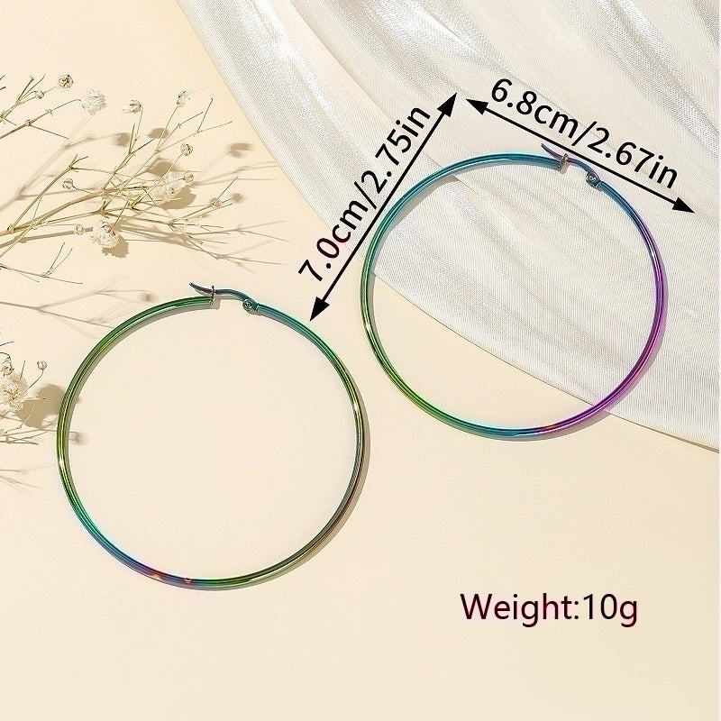 1 Pair Minimalist Artistic Round Plating 304 Stainless Steel Earrings