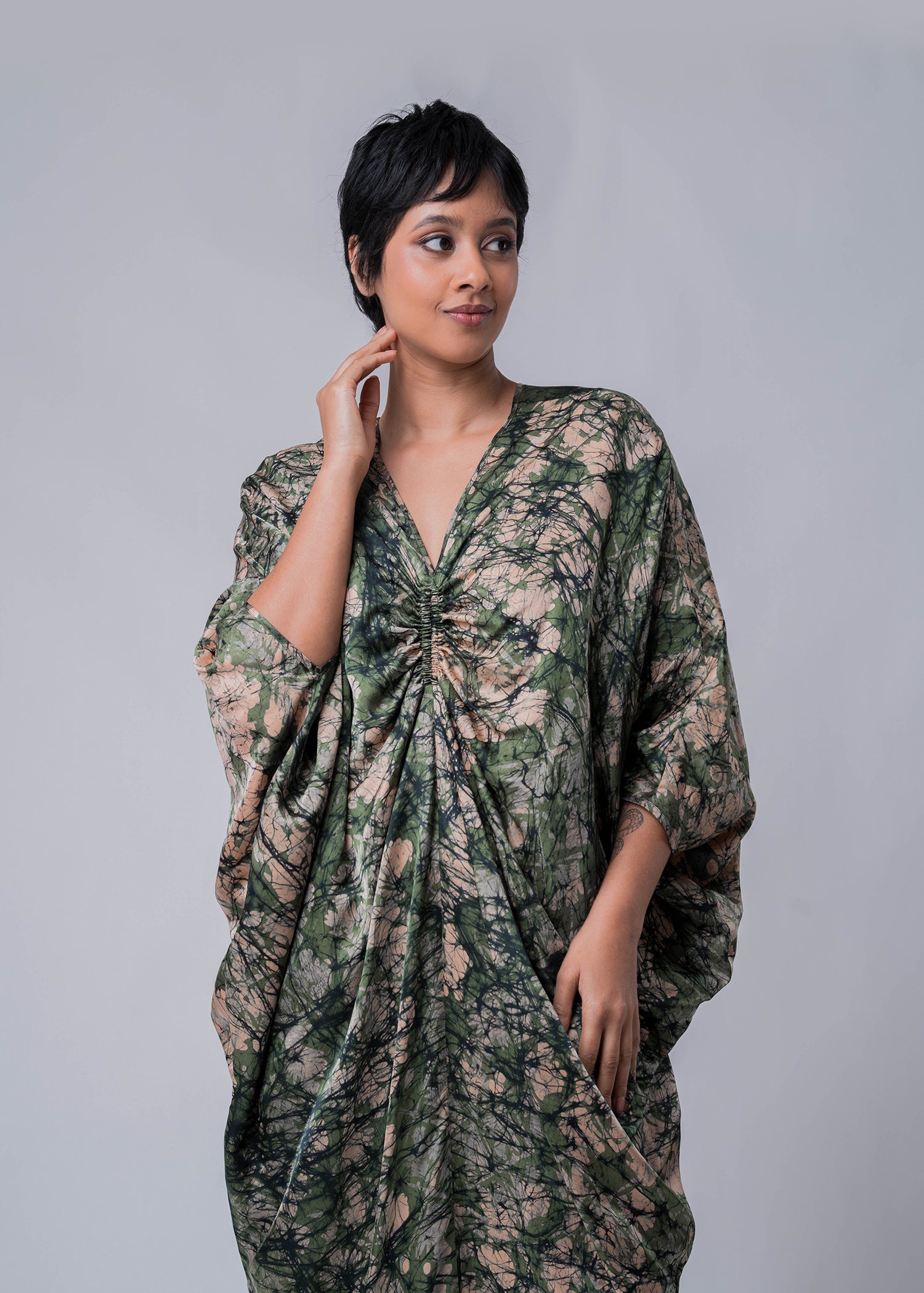 Front Rouched Kaftan Dress