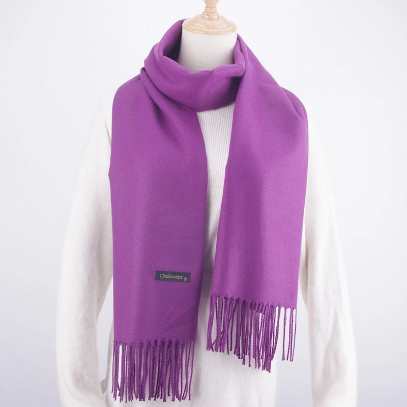 Solid Color 250g Cashmere Wool Scarf Short Thorn Lint Cashmere Warm Men's And Women's Autumn And Winter Shawls