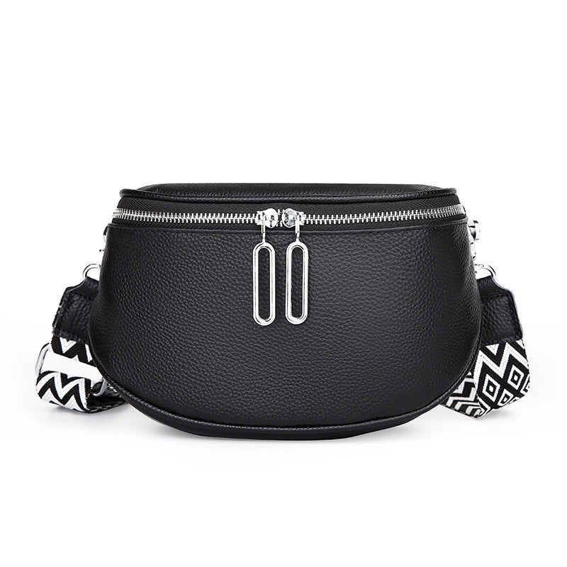 Medium All Seasons Leather Solid Color Fashion Square Zipper Saddle Bag
