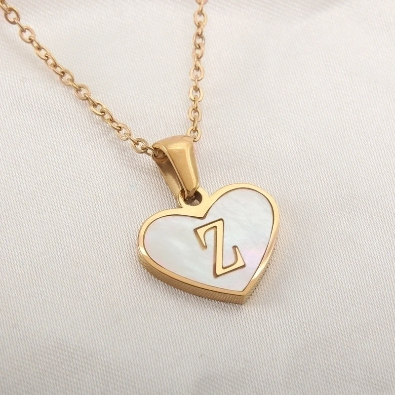 Casual Letter 304 Stainless Steel Shell Shell 18K Gold Plated Plating Inlay Pendant Necklace