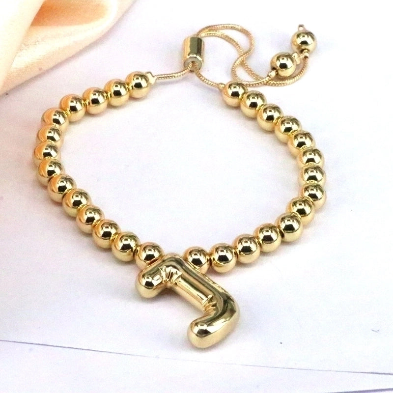Copper Gold Plated Vintage Style Minimalist Letter Bracelets
