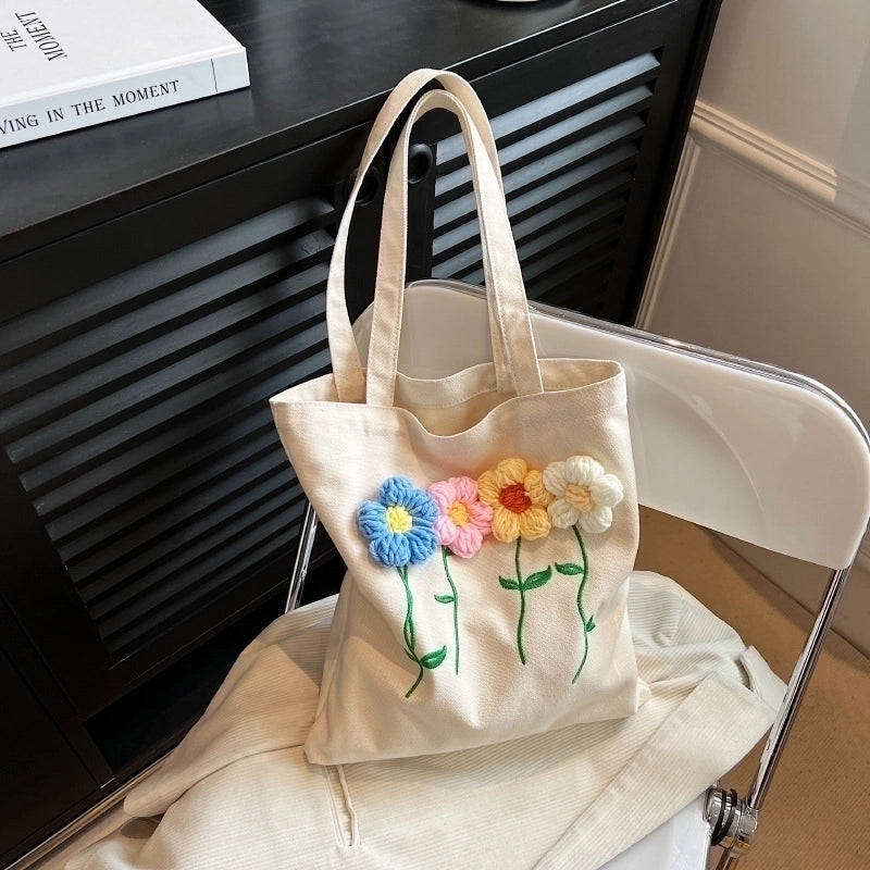 Women's Streetwear Flower Canvas Shopping Bags