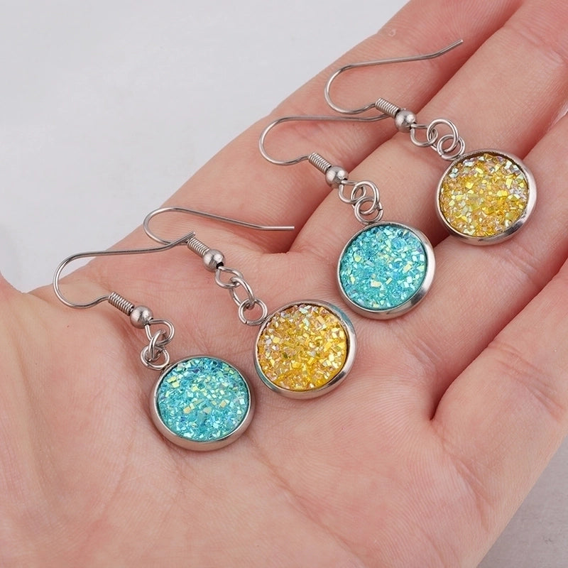 5 Pieces Minimalist Round Stainless Steel Resin Resin None Drop Earrings