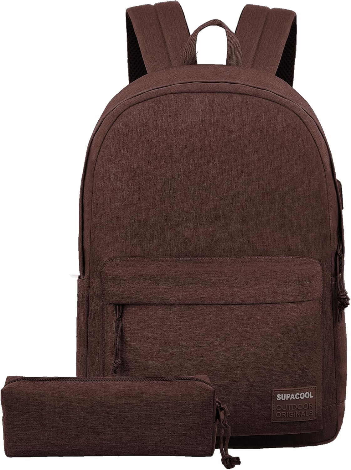 SUPACOOL Casual Laptop Backpack for Men and Women, School Backpack for Boys and Girls, College Bookbag, USB Charging Port, Lightweight Back Pack(Black)