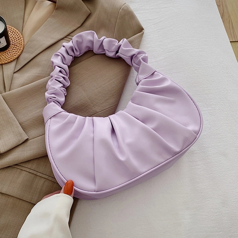 Solid Color Cloud Fold Single Shoulder Bag