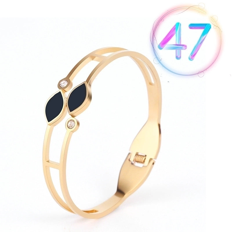 2 Pieces Fashion Geometric Stainless Steel Plating Zircon Bangle