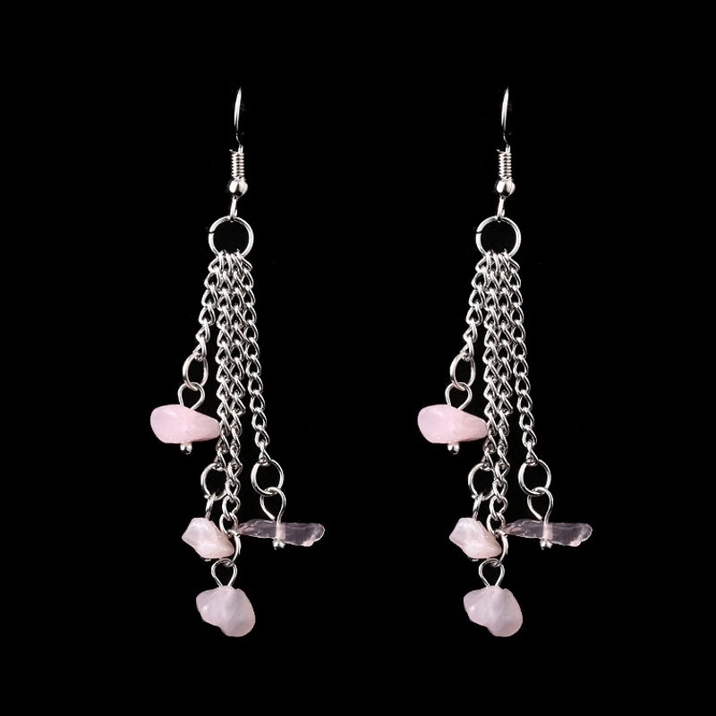 1 Pair Minimalist Irregular Patchwork Natural Stone Metal Drop Earrings