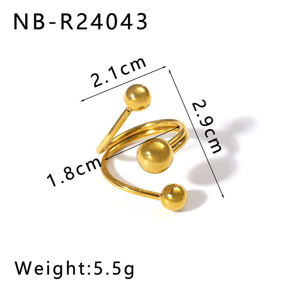 Ins Style Minimalist Design Men'S And Women'S Smooth Steel Ball Asymmetrical Stainless Steel Ring
