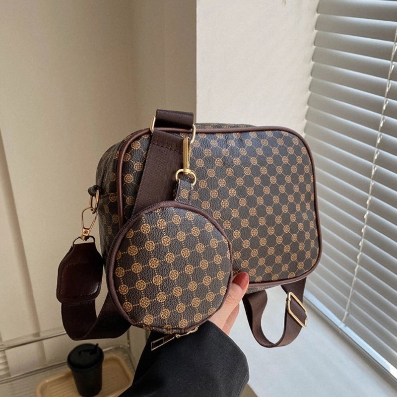 Women's Medium Pu Leather Argyle Vintage Style Classic Style Square Zipper Crossbody Bag