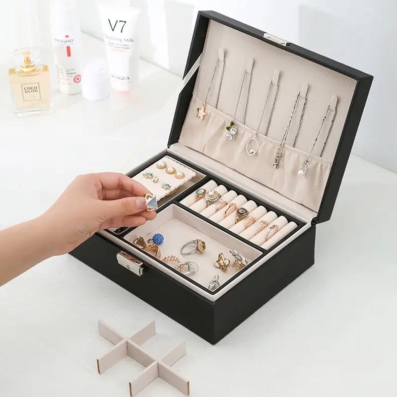 Double Layer Leather Jewellery Box
