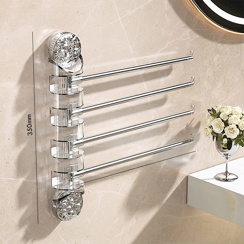 Suction Cup Towel Rack Internet Celebrity Punch-free Wall-mounted Rotating Rack Bathroom Towel Bar Multi-bar Multi-function Rack