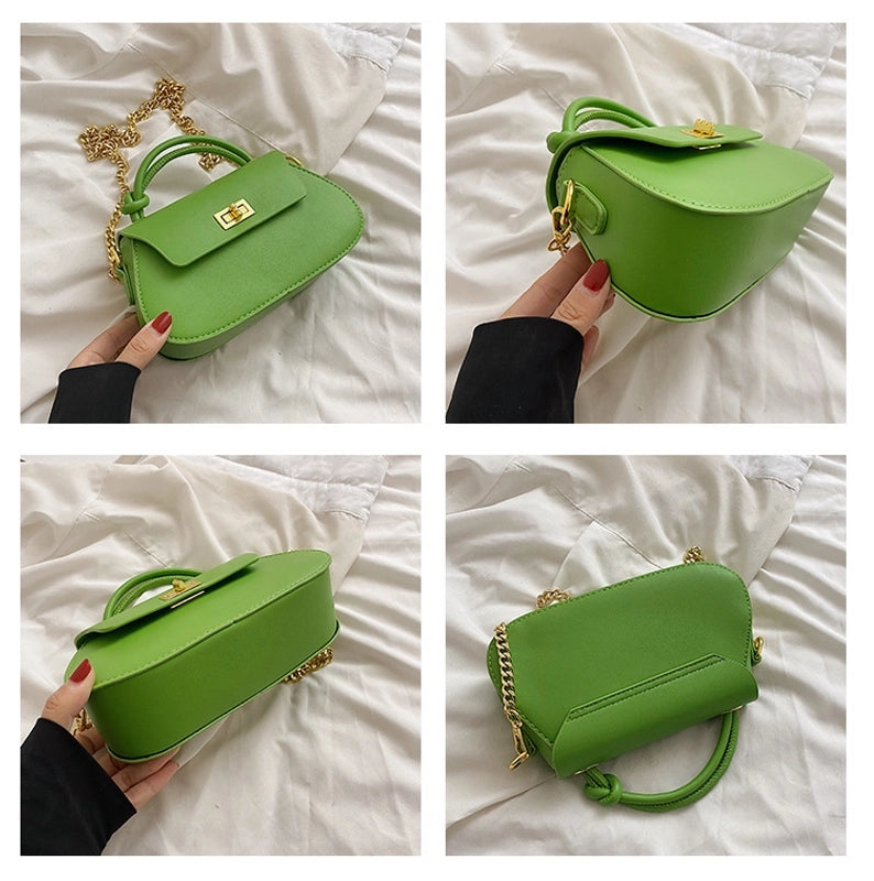 Women's Medium Pu Leather Solid Color Elegant Classic Style Lock Clasp Crossbody Bag